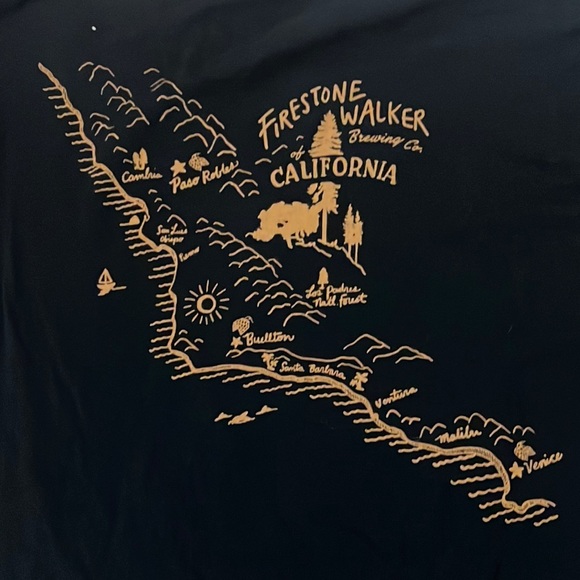 Firestone Walker Brewing California Coastal Map Black Tshirt, Sz 2XL - Picture 1 of 7